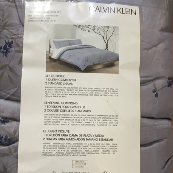 Calvin Klein Bamboo Flower Queen Comforter+2Shams! - Picture 5 of 7